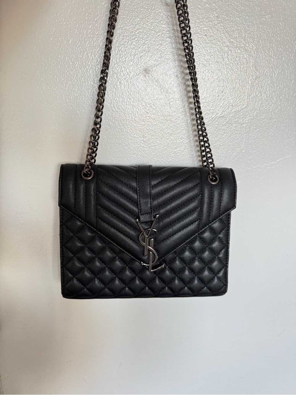 Saint Laurent Black Quilted Leather Chain Shoulder Bag